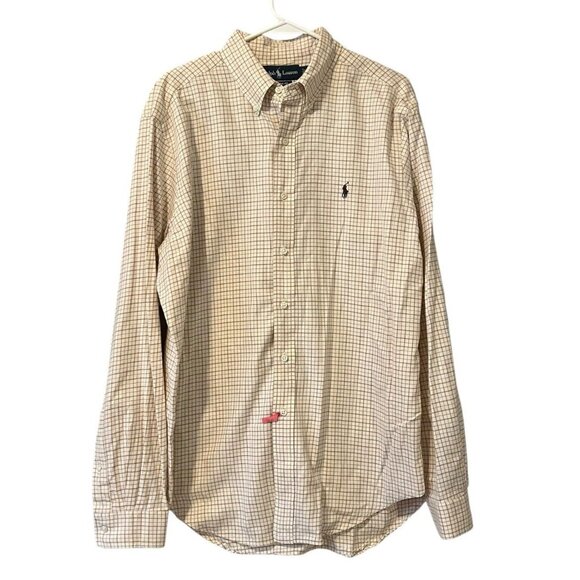 Ralph Lauren Large Button Down Shirt Men Checkered Long Sleeve Classic Fit City - Picture 1 of 13